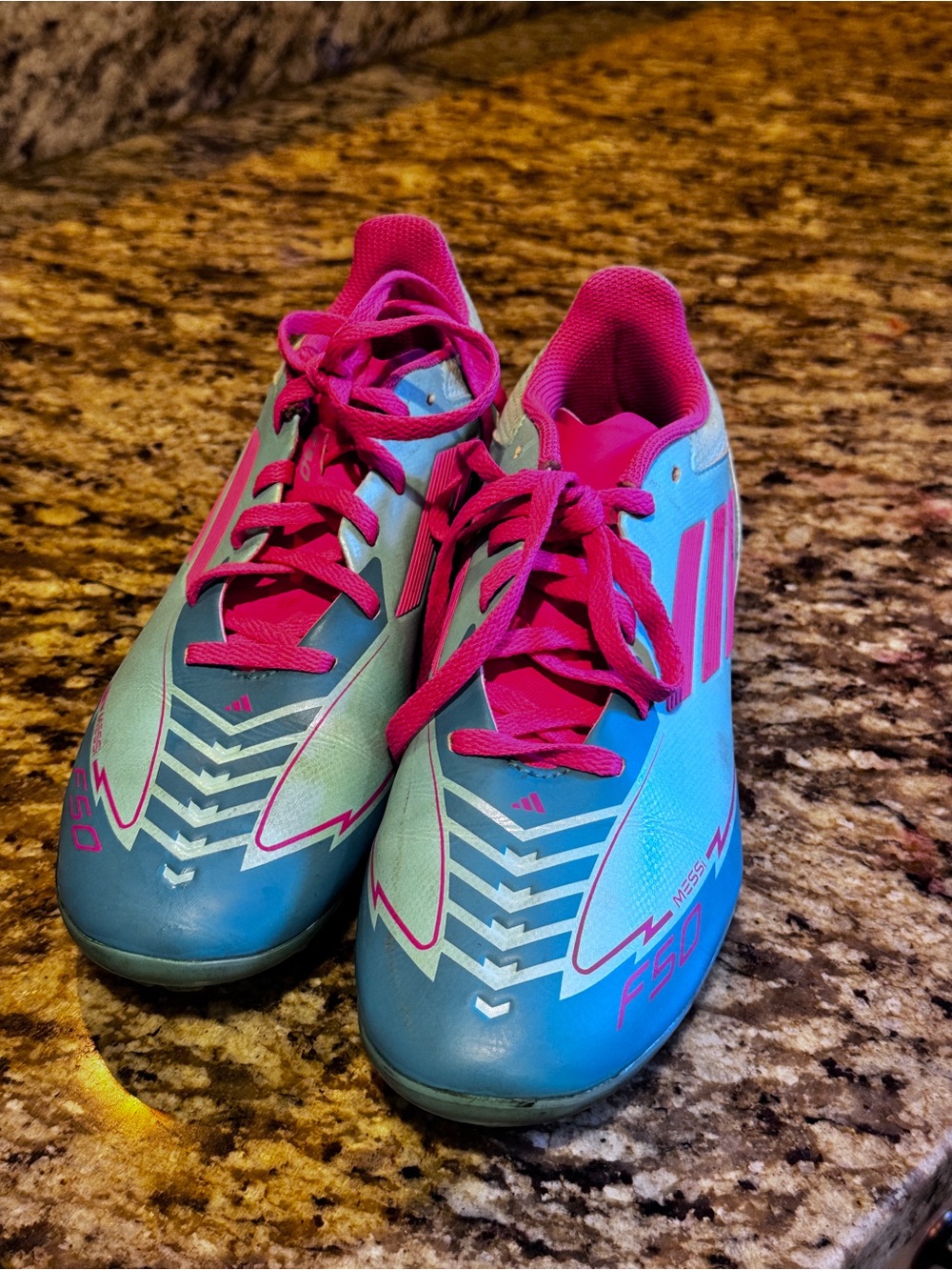 Adidas Kids' Pink and Teal Soccer Cleats